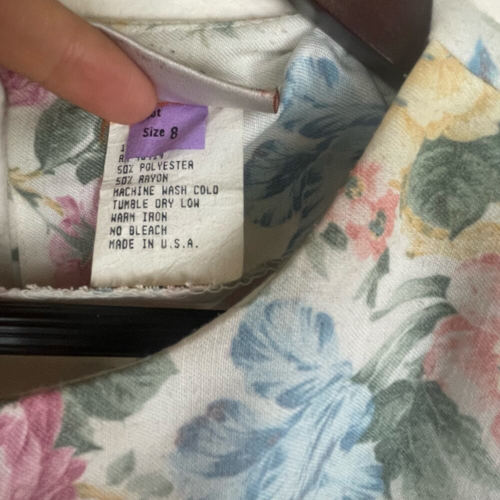 Vintage 80s Womens Dress Sz 8 Cottage Granny Hipster Grunge‎ Spring Floral Twee - Picture 8 of 10